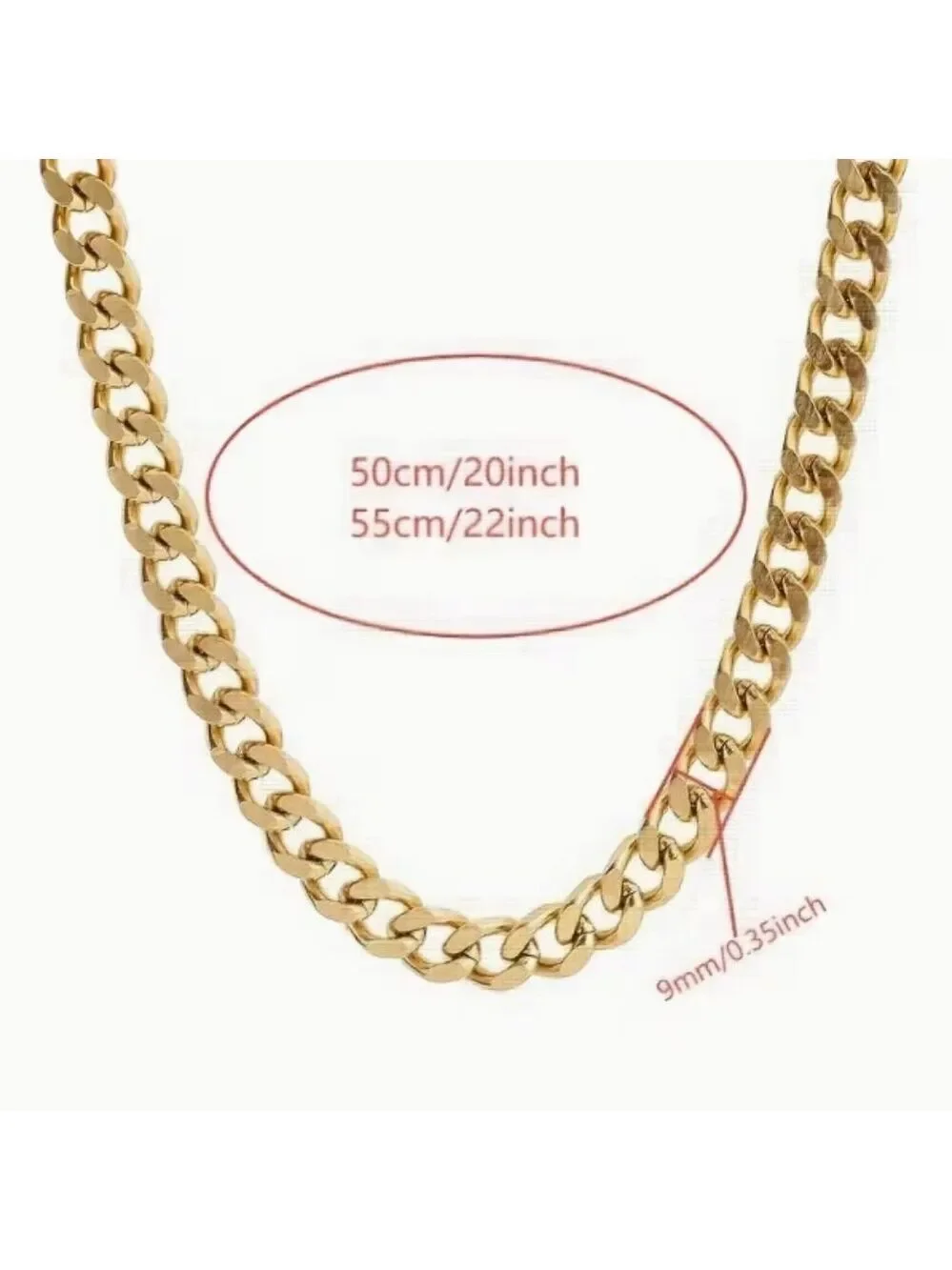 Stainless Steel Golden 9mm Choker Necklace, Six-Sided Polished Clavicle Chain